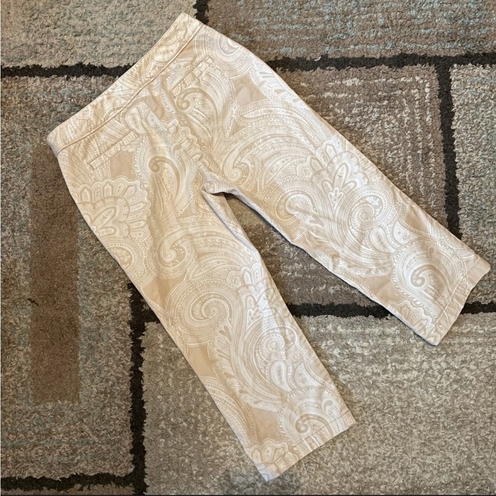 Ann Taylor Paisley Print Straight Ankle Pants Beige White… - Picture 7 of 9